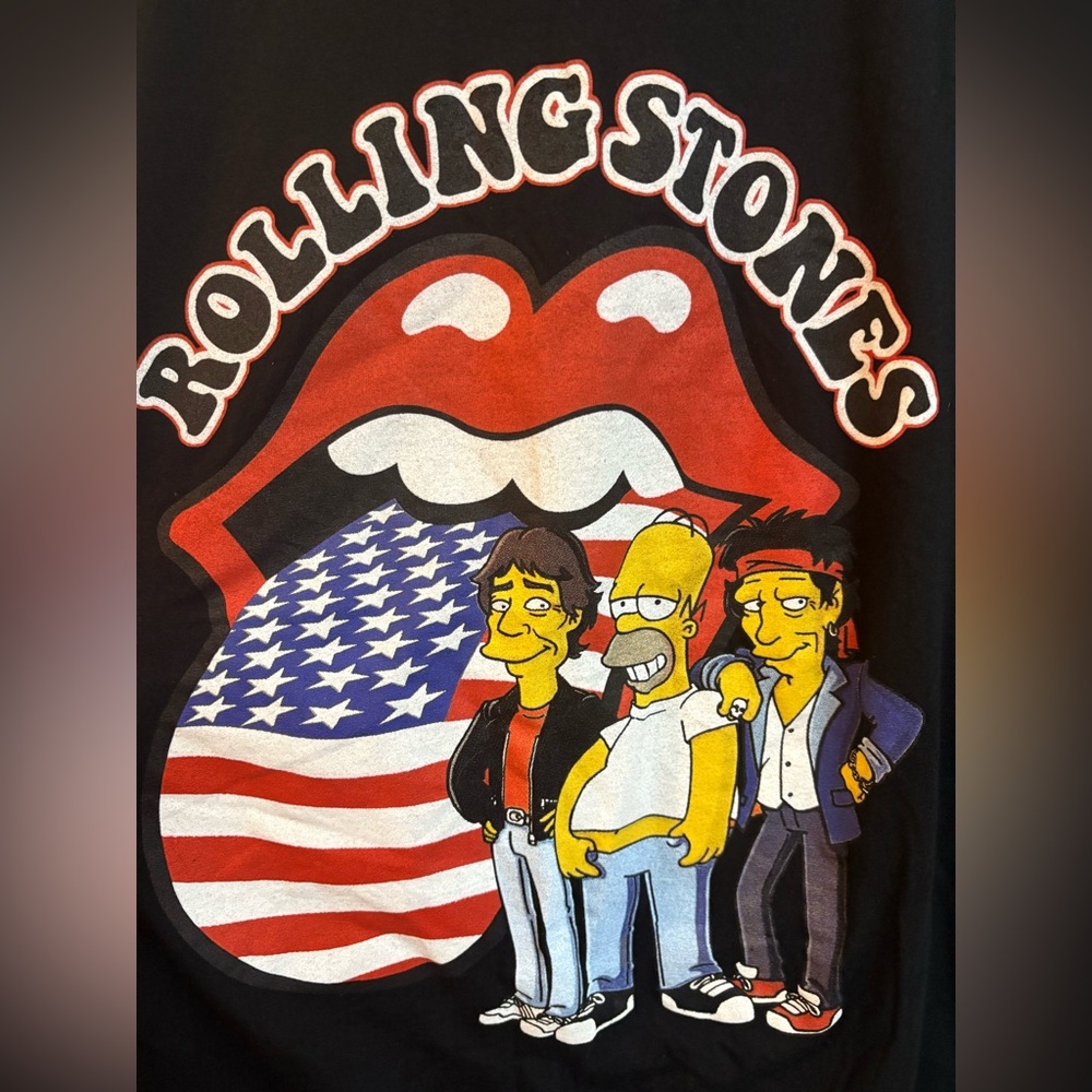 Rolling Stones x Simpsons Black Graphic Tee unisex 2Xlarge - Picture 2 of 5